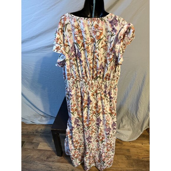 Time To Bloom Cottagecore Floral Dress Womens Plus Size 3X white Pink Ruffles - Picture 4 of 4